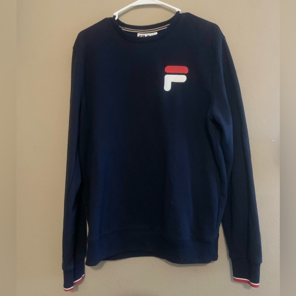 Vintage Fila Mens Sweater Black Crewneck Pullover Sweatshirt Logo Sports